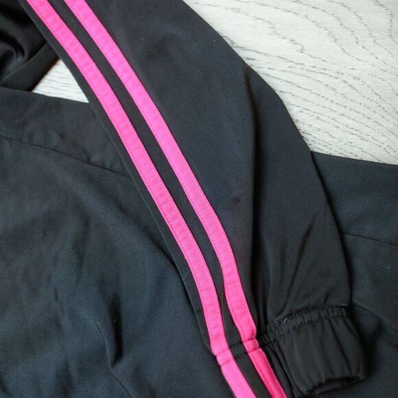 Adidas Womens Track Jacket Black Pink 3 Stripe Full Zip Athletic Jacket Small - Picture 5 of 5
